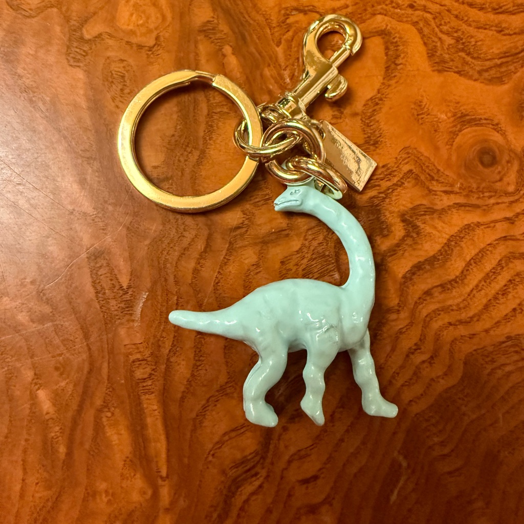 Dinosaur Keychain With Gold Accents
